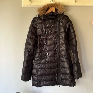 Atelier Nord Rudack Black Fitted Down Puffer Jacket w/ Fur Trim